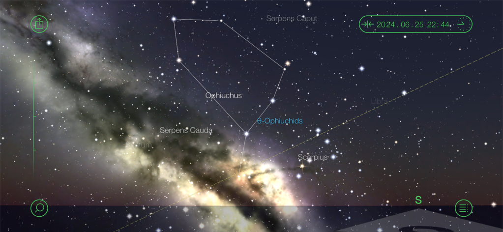 User interface of the iOS app StarWalk.