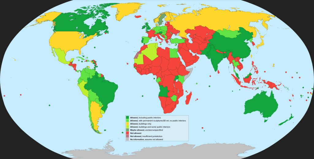 Freedom of panorama map adapted from Wikipedia.