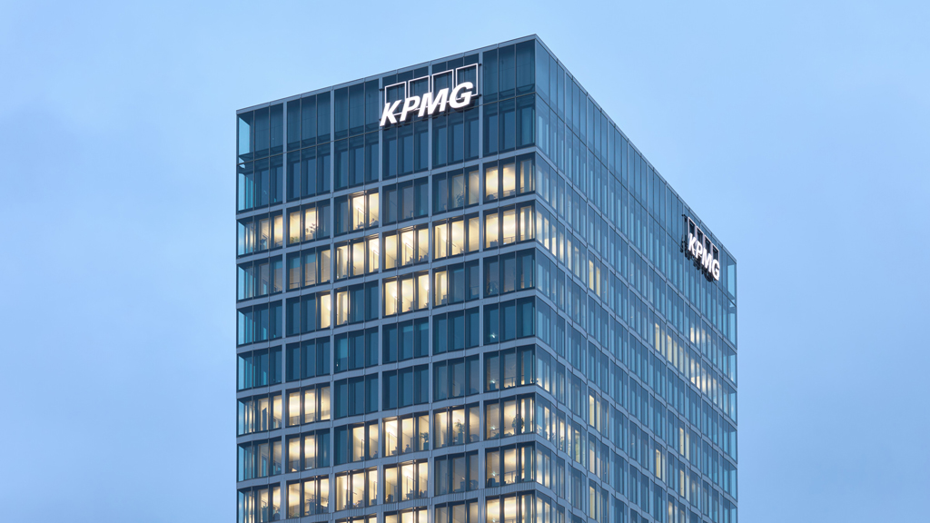 Evening view of a modern office tower at Europaplatz Square, close to Berlin Central Station.
